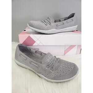 SIZE 8.5 Skechers Newbury St Vegan Washable Knit Slip-Ons Easily Adored‎ Gray